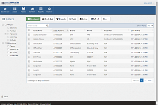The asset list view displays your company assets in rows and allows for easy sorting and filtering of the asset records.