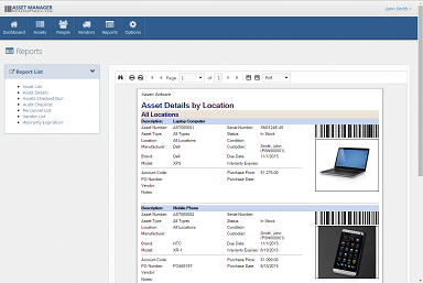 You can view, print, and download reports from the Reports page.